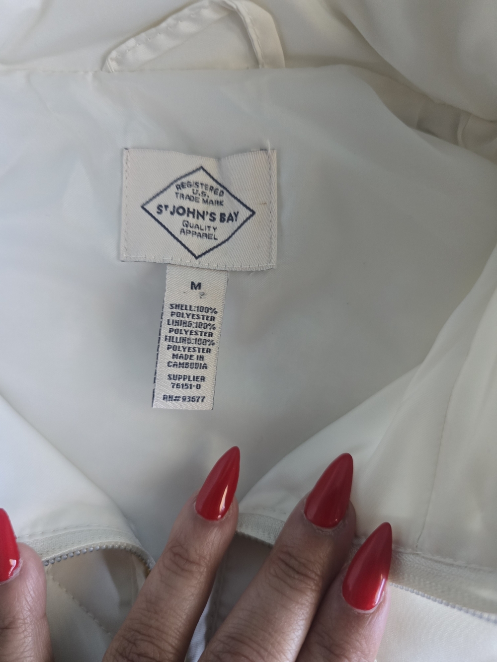 St. John's Bay Ivory Quilted Vest with Zip - Picture 3 of 3